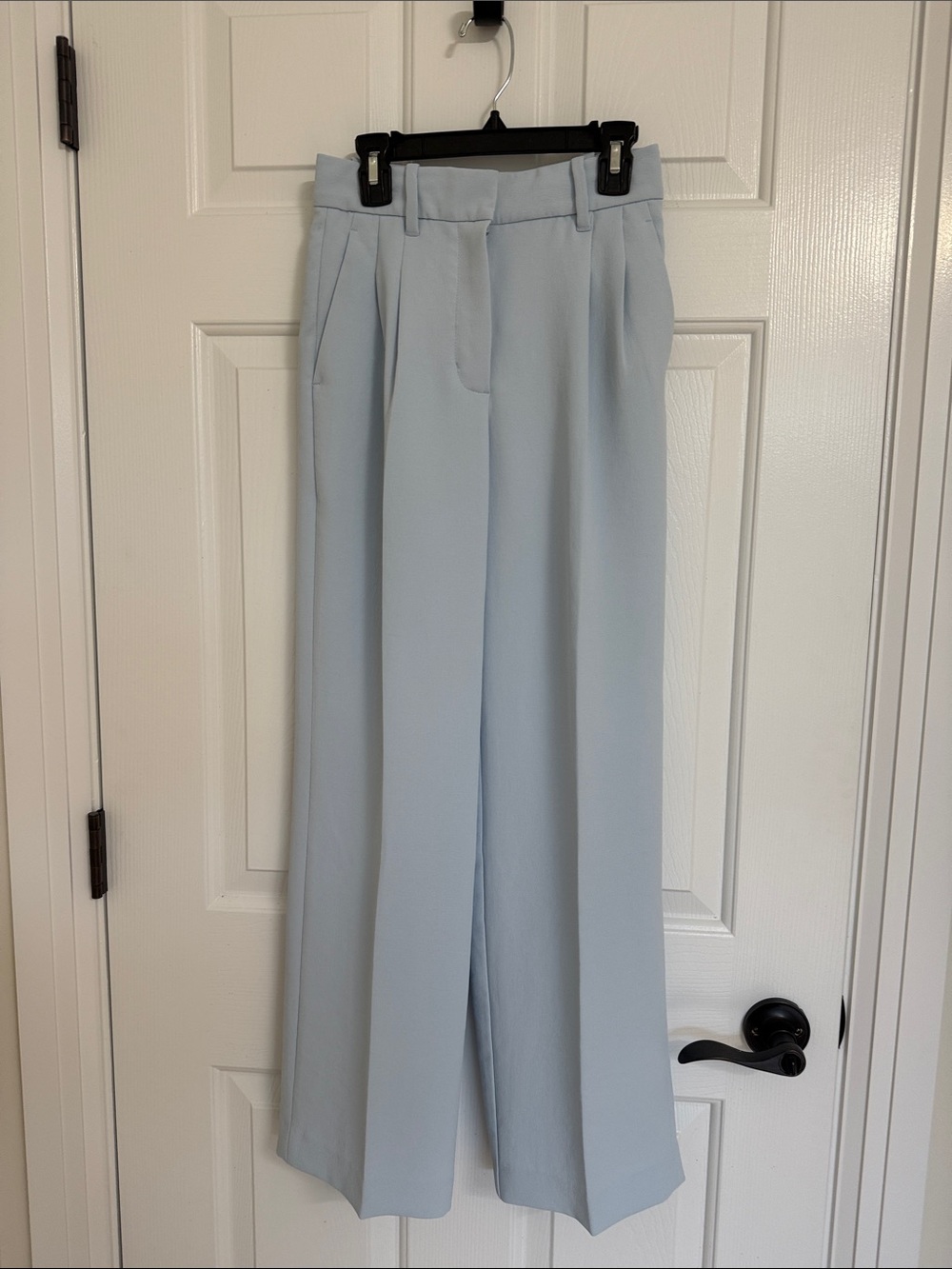 Aritzia Pale Blue Wide-Leg High-Rise Trousers